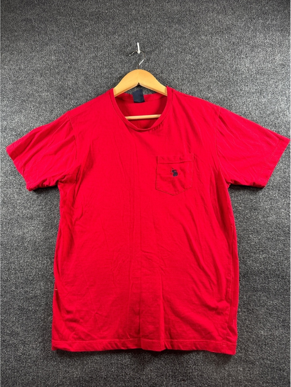 US Polo Assn Mens Small Red V Neck Pocket T Shirt Embroidered Logo Casual Tee